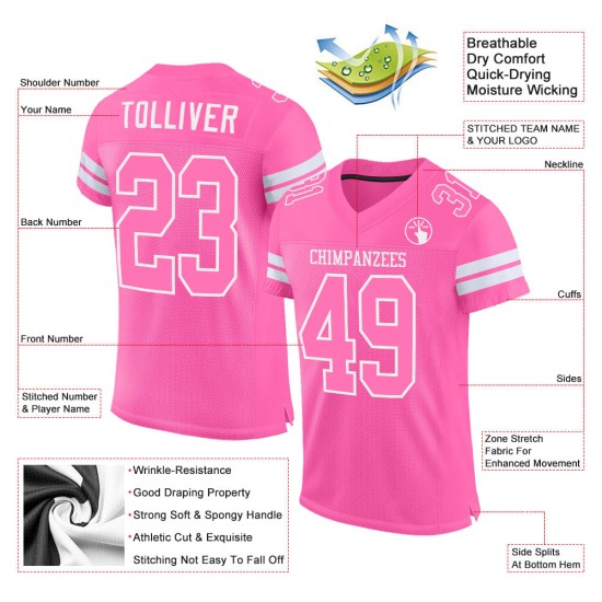Custom Jersey Pink Mesh Pink-White Authentic Football