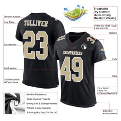Vegas Football Gold-White Authentic Custom Black Mesh Jersey