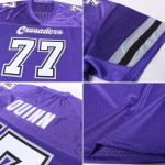White-Gray Football Mesh Authentic Purple Custom Jersey
