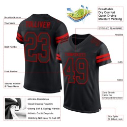 Jersey Black Mesh Football Custom Black-Red Authentic