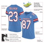 Authentic Mesh White-Red Light Blue Jersey Football Custom