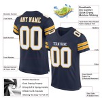 Mesh Authentic Jersey Football White-Gold Custom Navy