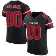 Black Football Jersey Red-White Custom Mesh Authentic