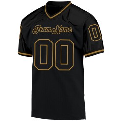 Black Throwback Mesh Authentic Jersey Football Gold Custom Black-Old