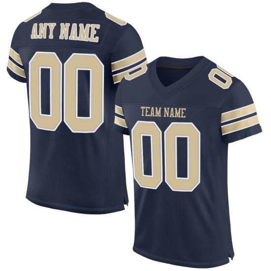Custom Jersey Football Gold-White Mesh Navy Vegas Authentic