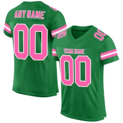 Green Grass Mesh Football Custom Pink-White Jersey Authentic