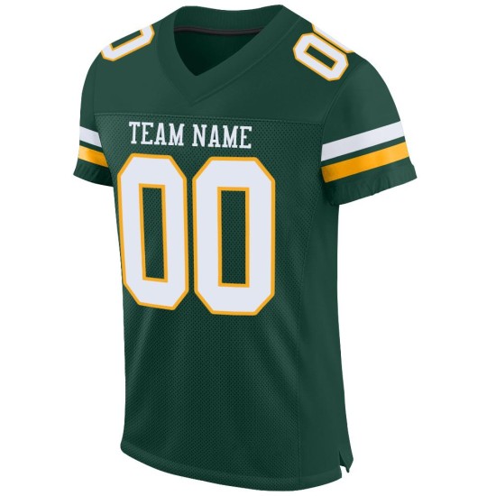 Football Authentic Custom Green White-Gold Jersey Mesh