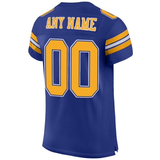 Authentic Gold-White Jersey Custom Royal Mesh Football