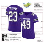 White-Gray Football Mesh Authentic Purple Custom Jersey