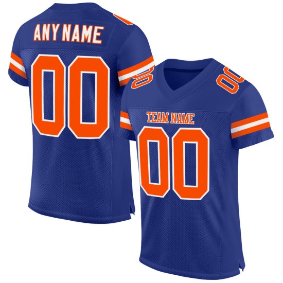 Custom Orange-White Mesh Jersey Royal Football Authentic