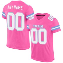 Pink Football Blue Mesh White-Light Custom Jersey Authentic