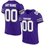 White-Gray Football Mesh Authentic Purple Custom Jersey