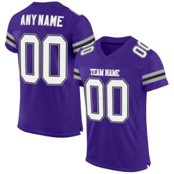 White-Gray Football Mesh Authentic Purple Custom Jersey