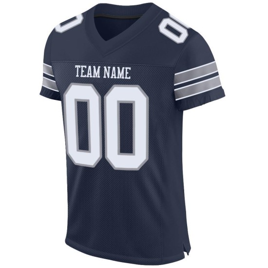 Jersey Authentic White-Light Navy Mesh Football Gray Custom