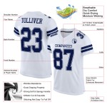 Navy-White Mesh Jersey Authentic Custom White Football
