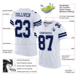 Navy-White Mesh Jersey Authentic Custom White Football