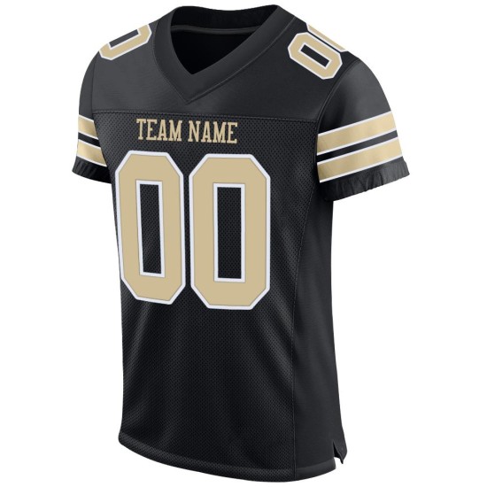 Football Jersey Vegas Authentic Black Gold-White Custom Mesh