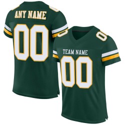 Football Authentic Custom Green White-Gold Jersey Mesh