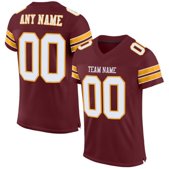 Mesh Football Jersey Authentic Custom White-Gold Burgundy