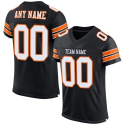 Authentic Custom Jersey White-Orange Football Black Mesh