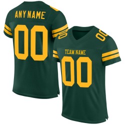 Gold Custom Football Jersey Green Authentic Mesh