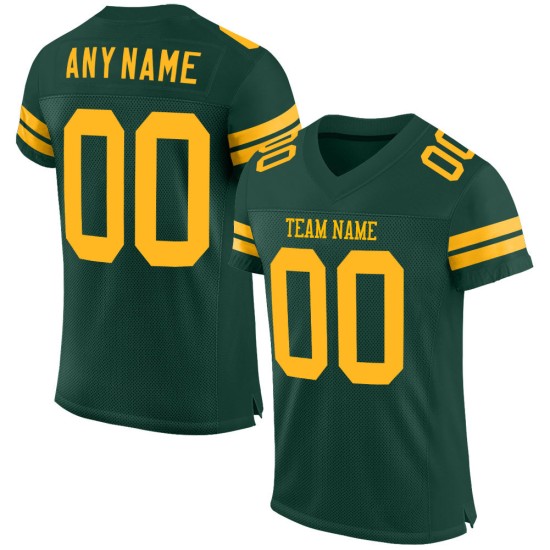 Gold Custom Football Jersey Green Authentic Mesh
