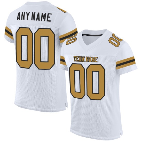 White Authentic Custom Old Jersey Gold-Black Football Mesh