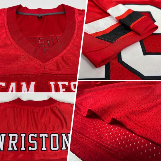 Authentic Jersey White-Black Red Football Custom Mesh