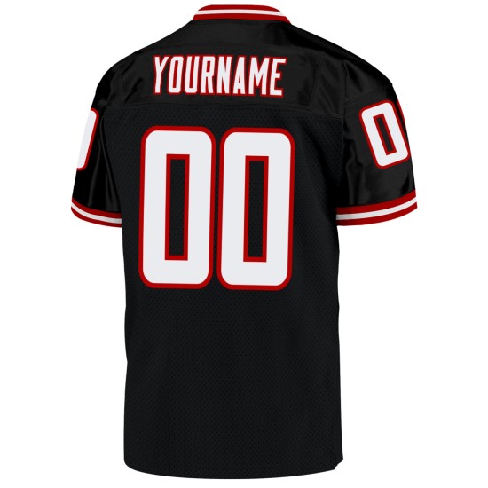 Authentic Black Throwback White-Red Football Jersey Mesh Custom