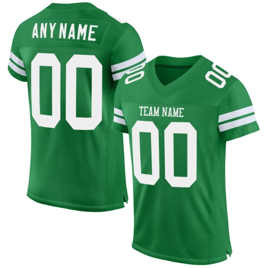 Authentic Green Grass Custom White Mesh Football Jersey