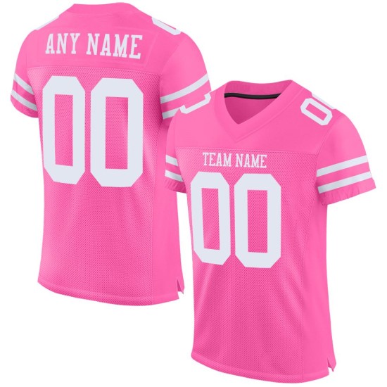 Football Jersey Authentic Pink White Custom Mesh