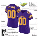 Authentic Football Custom Jersey Purple Mesh Gold-White