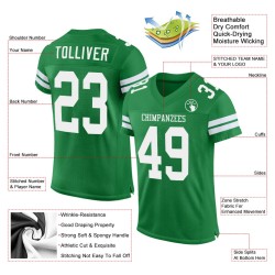 Authentic Green Grass Custom White Mesh Football Jersey