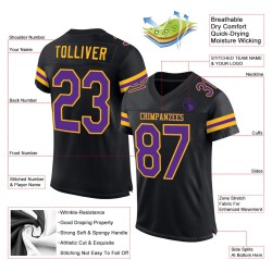 Mesh Football Jersey Custom Authentic Purple-Gold Black