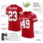 Authentic White-Gray Mesh Football Jersey Custom Red