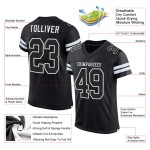 Football Custom Black-White Authentic Jersey Mesh Black