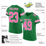 Green Grass Mesh Football Custom Pink-White Jersey Authentic