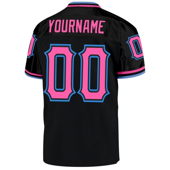 Throwback Blue Custom Black Mesh Pink-Powder Jersey Authentic Football
