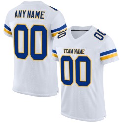 Football Authentic White Custom Mesh Jersey Royal-Gold