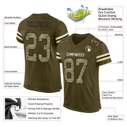 Football Mesh Authentic Jersey To Camo-Black Service Olive Custom Salute