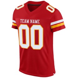 Custom White-Gold Authentic Mesh Jersey Red Football
