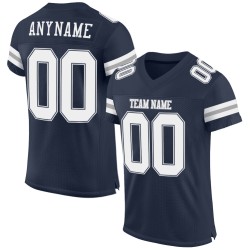 Mesh Football Jersey Custom Navy Authentic White-Gray