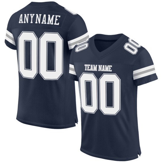 Mesh Football Jersey Custom Navy Authentic White-Gray