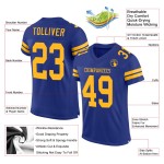 Custom Football Authentic Mesh Gold Royal Jersey