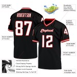 Authentic Black Throwback White-Red Football Jersey Mesh Custom