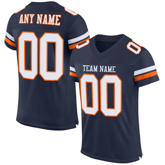 Jersey White-Orange Football Mesh Authentic Navy Custom