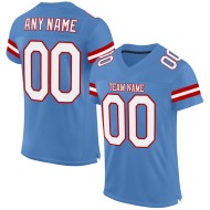 Authentic Mesh White-Red Light Blue Jersey Football Custom