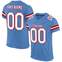 Authentic Mesh White-Red Light Blue Jersey Football Custom