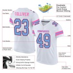Light White Football Blue-Pink Custom Authentic Jersey Mesh