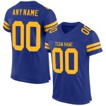 Custom Football Authentic Mesh Gold Royal Jersey
